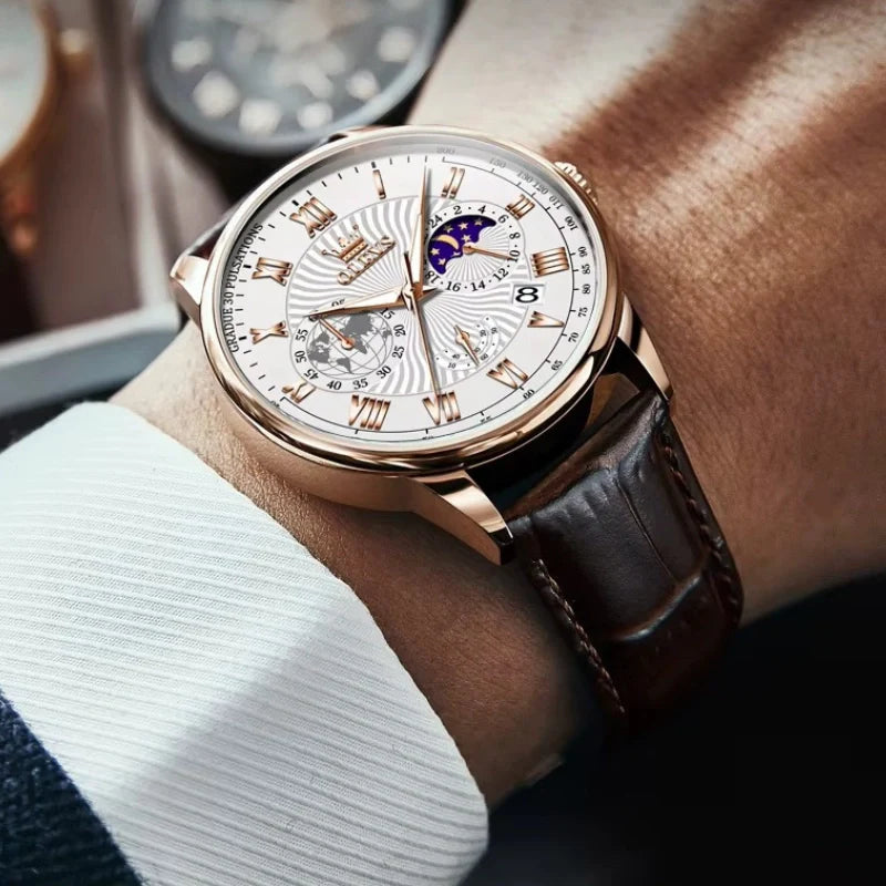 Moon Phase White Dial – Elegant Watch